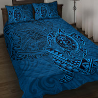 Hawaii Monk Seal and Dolphin Quilt Bed Set Polynesian Kakau Pattern Blue LT03 Blue - Polynesian Pride