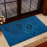 Hawaii Monk Seal and Dolphin Rubber Doormat Polynesian Kakau Pattern Blue LT03 - Polynesian Pride