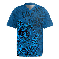 Hawaii Monk Seal and Dolphin Rugby Jersey Polynesian Kakau Pattern Blue LT03 Blue - Polynesian Pride