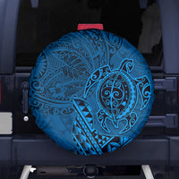 Hawaii Monk Seal and Dolphin Spare Tire Cover Polynesian Kakau Pattern Blue LT03 - Polynesian Pride