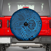Hawaii Monk Seal and Dolphin Spare Tire Cover Polynesian Kakau Pattern Blue LT03 - Polynesian Pride