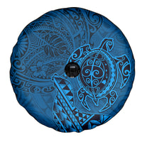 Hawaii Monk Seal and Dolphin Spare Tire Cover Polynesian Kakau Pattern Blue LT03 - Polynesian Pride