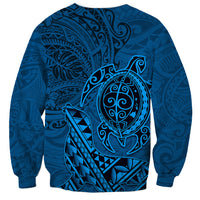 Hawaii Monk Seal and Dolphin Sweatshirt Polynesian Kakau Pattern Blue LT03 - Polynesian Pride
