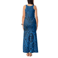 Hawaii Monk Seal and Dolphin Tank Maxi Dress Polynesian Kakau Pattern Blue LT03 - Polynesian Pride