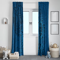 Hawaii Monk Seal and Dolphin Window Curtain Polynesian Kakau Pattern Blue LT03 - Polynesian Pride