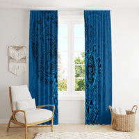 Hawaii Monk Seal and Dolphin Window Curtain Polynesian Kakau Pattern Blue LT03 - Polynesian Pride