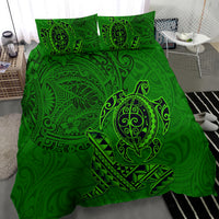 Hawaii Monk Seal and Dolphin Bedding Set Polynesian Kakau Pattern Green LT03 - Polynesian Pride