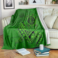 Hawaii Monk Seal and Dolphin Blanket Polynesian Kakau Pattern Green LT03 Green - Polynesian Pride