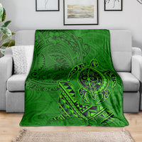 Hawaii Monk Seal and Dolphin Blanket Polynesian Kakau Pattern Green LT03 - Polynesian Pride