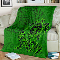 Hawaii Monk Seal and Dolphin Blanket Polynesian Kakau Pattern Green LT03 - Polynesian Pride