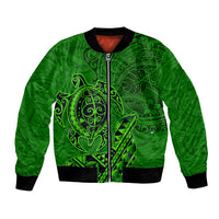 Hawaii Monk Seal and Dolphin Bomber Jacket Polynesian Kakau Pattern Green LT03 Unisex Green - Polynesian Pride