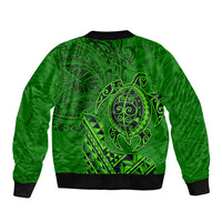 Hawaii Monk Seal and Dolphin Bomber Jacket Polynesian Kakau Pattern Green LT03 - Polynesian Pride