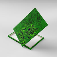 Hawaii Monk Seal and Dolphin Canvas Wall Art Polynesian Kakau Pattern Green LT03 With Frame Green - Polynesian Pride