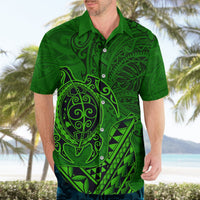 Hawaii Monk Seal and Dolphin Hawaiian Shirt Polynesian Kakau Pattern Green LT03 - Polynesian Pride