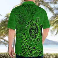 Hawaii Monk Seal and Dolphin Hawaiian Shirt Polynesian Kakau Pattern Green LT03 - Polynesian Pride