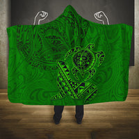 Hawaii Monk Seal and Dolphin Hooded Blanket Polynesian Kakau Pattern Green LT03 One Size Green - Polynesian Pride