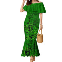 Hawaii Monk Seal and Dolphin Mermaid Dress Polynesian Kakau Pattern Green LT03 Women Green - Polynesian Pride