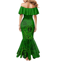 Hawaii Monk Seal and Dolphin Mermaid Dress Polynesian Kakau Pattern Green LT03 - Polynesian Pride