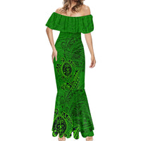 Hawaii Monk Seal and Dolphin Mermaid Dress Polynesian Kakau Pattern Green LT03 - Polynesian Pride
