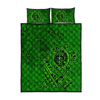 Hawaii Monk Seal and Dolphin Quilt Bed Set Polynesian Kakau Pattern Green LT03 - Polynesian Pride