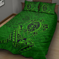 Hawaii Monk Seal and Dolphin Quilt Bed Set Polynesian Kakau Pattern Green LT03 - Polynesian Pride
