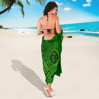 Hawaii Monk Seal and Dolphin Sarong Polynesian Kakau Pattern Green