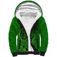 Hawaii Monk Seal and Dolphin Sherpa Hoodie Polynesian Kakau Pattern Green LT03 Unisex Green - Polynesian Pride