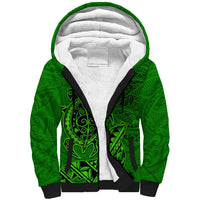 Hawaii Monk Seal and Dolphin Sherpa Hoodie Polynesian Kakau Pattern Green LT03 Unisex Green - Polynesian Pride