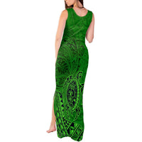 Hawaii Monk Seal and Dolphin Tank Maxi Dress Polynesian Kakau Pattern Green LT03 - Polynesian Pride