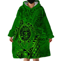 Hawaii Monk Seal and Dolphin Wearable Blanket Hoodie Polynesian Kakau Pattern Green LT03 - Polynesian Pride