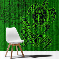 Hawaii Monk Seal and Dolphin Window Curtain Polynesian Kakau Pattern Green LT03 - Polynesian Pride