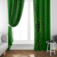 Hawaii Monk Seal and Dolphin Window Curtain Polynesian Kakau Pattern Green LT03 - Polynesian Pride