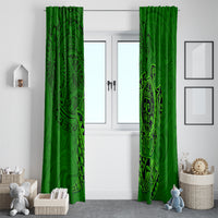 Hawaii Monk Seal and Dolphin Window Curtain Polynesian Kakau Pattern Green LT03 - Polynesian Pride