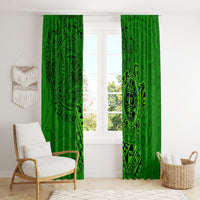 Hawaii Monk Seal and Dolphin Window Curtain Polynesian Kakau Pattern Green LT03 - Polynesian Pride