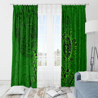 Hawaii Monk Seal and Dolphin Window Curtain Polynesian Kakau Pattern Green LT03 - Polynesian Pride