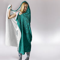 Hawaii Monk Seal and Dolphin Hooded Blanket Polynesian Kakau Pattern Turquoise LT03 - Polynesian Pride