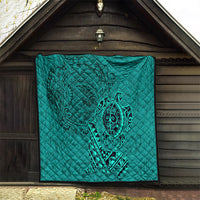 Hawaii Monk Seal and Dolphin Quilt Polynesian Kakau Pattern Turquoise