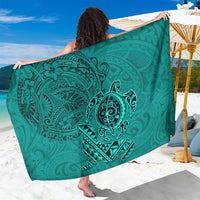 Hawaii Monk Seal and Dolphin Sarong Polynesian Kakau Pattern Turquoise