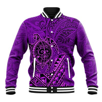 Hawaii Monk Seal and Dolphin Baseball Jacket Polynesian Kakau Pattern Purple LT03 Unisex Purple - Polynesian Pride