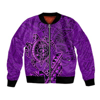 Hawaii Monk Seal and Dolphin Bomber Jacket Polynesian Kakau Pattern Purple LT03 Unisex Purple - Polynesian Pride