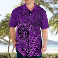 Hawaii Monk Seal and Dolphin Hawaiian Shirt Polynesian Kakau Pattern Purple LT03 - Polynesian Pride