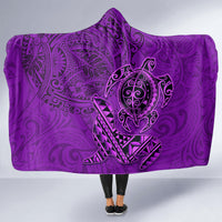 Hawaii Monk Seal and Dolphin Hooded Blanket Polynesian Kakau Pattern Purple LT03 - Polynesian Pride