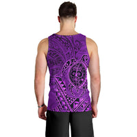 Hawaii Monk Seal and Dolphin Men Tank Top Polynesian Kakau Pattern Purple