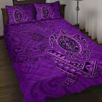 Hawaii Monk Seal and Dolphin Quilt Bed Set Polynesian Kakau Pattern Purple LT03 Purple - Polynesian Pride