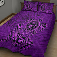 Hawaii Monk Seal and Dolphin Quilt Bed Set Polynesian Kakau Pattern Purple LT03 - Polynesian Pride