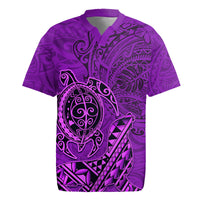 Hawaii Monk Seal and Dolphin Rugby Jersey Polynesian Kakau Pattern Purple LT03 Purple - Polynesian Pride