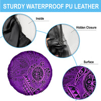 Hawaii Monk Seal and Dolphin Spare Tire Cover Polynesian Kakau Pattern Purple LT03 - Polynesian Pride