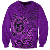 Hawaii Monk Seal and Dolphin Sweatshirt Polynesian Kakau Pattern Purple LT03 Unisex Purple - Polynesian Pride