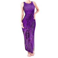 Hawaii Monk Seal and Dolphin Tank Maxi Dress Polynesian Kakau Pattern Purple LT03 Women Purple - Polynesian Pride