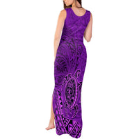 Hawaii Monk Seal and Dolphin Tank Maxi Dress Polynesian Kakau Pattern Purple LT03 - Polynesian Pride